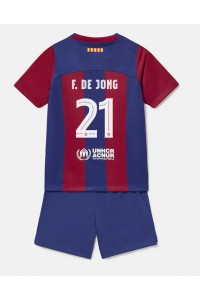 Barcelona Frenkie de Jong #21 Babytruitje Thuis tenue Kind 2023-24 Korte Mouw (+ Korte broeken)